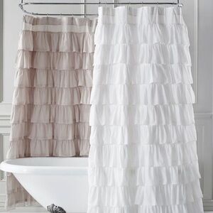 Pier 1 Imports Dove Grey Ruffled Shower Curtain